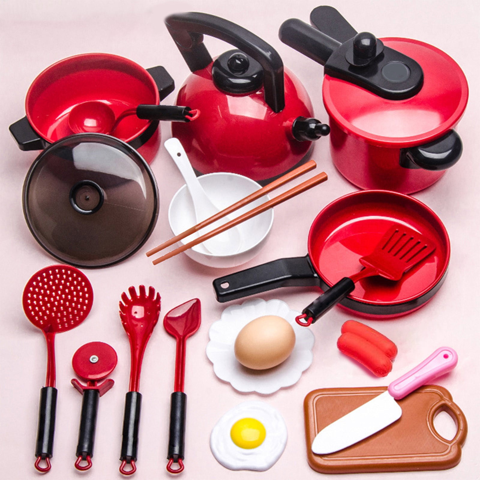 EGNMCR Kitchen Accessory Toys Children's Kitchen Game Food Set Children's Kitchen Set With Game Pot Flat Bottomed Pan Children's Kitchen Toy Set Girls‘ And Boys’ Simulation Cooking Game