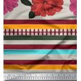 thumbnail image 3 of oneOone Cotton Poplin Fabric Stripe & Floral Panel Print Sewing Fabric BTY 56 Inch Wide, 3 of 3