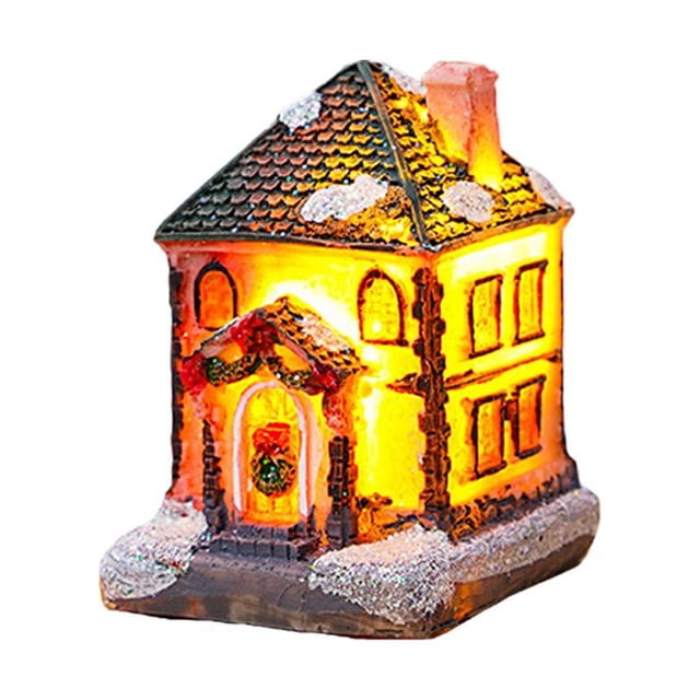 PENGXIANG Christmas Village LED Lighted Christmas Village Houses with Figurines Christmas Village Collection Indoor Room Decor - Collectible Buildings