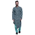 thumbnail image 1 of Atasi Party Wear Kurta Set For Men Mandarin Collar Ethnic Printed Kurta Pajama, 1 of 2