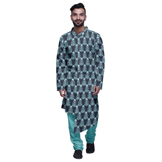 Atasi Party Wear Kurta Set For Men Mandarin Collar Ethnic Printed Kurta Pajama