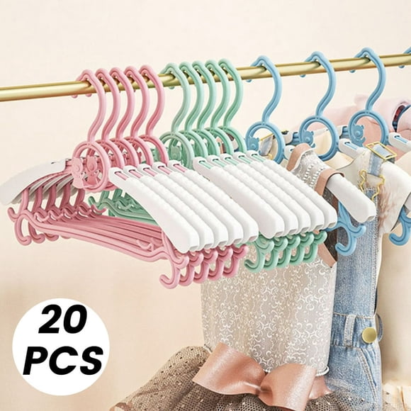 POINTERTECK 20 Pcs Baby Hangers with Sides Hook Adjustable Baby Clothes Hangers Plastic Non-slip Laundry Infant Hangers Retractable Durable Children Clothes Hanger for Newborn Girl Boy To