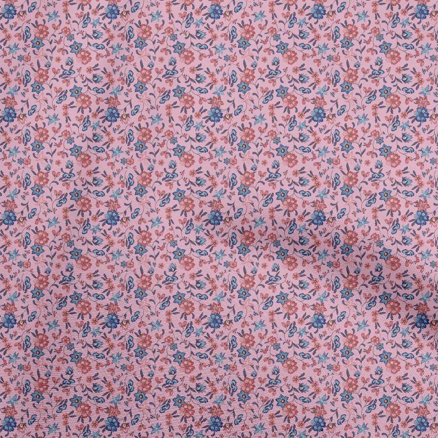 oneOone Viscose Chiffon Pink Fabric Asian Suzani Craft Projects Decor Fabric Printed By The Yard 42 Inch Wide