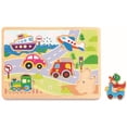 thumbnail image 1 of TOOKYLAND Vehicule Sounds Peg Puzzle - 7pcs - Wooden Puzzle with Sound Effects, Ages 18m+, 1 of 9