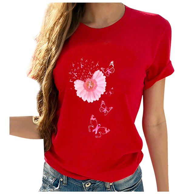 T-shirt à Manches Courtes Imprimé Col Rond Décontracté pour Femmes
