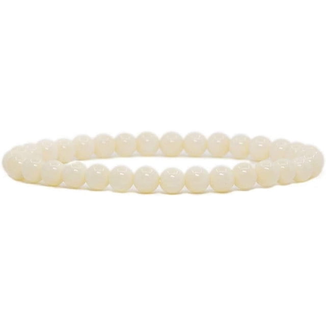 Angelstones Bracelet Extensible Unisexe en Perles Rondes 6 mm en Pierre Précieuse Os Naturelle 6,5 Pouces