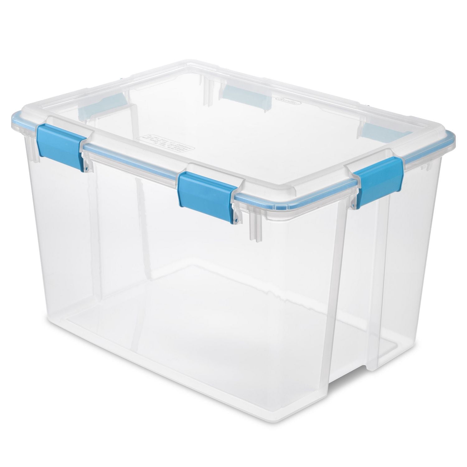 Sterilite Boîte à joint d’étanchéité de 71 L, grand bac de rangement transparent résistant aux intempéries avec couvercle à loquet, bleu