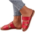 thumbnail image 4 of Graduation Gift AXXD Womens Dress Sandals Red New Summer Flat Sandals Open Toe Casual Slides, 4 of 5