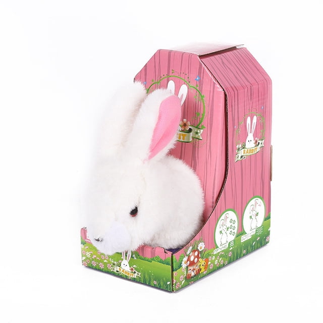CEHVOM Electronic Pet Plush Rabbit Toys For Walking, Jumping, Pinching Ears, Nose And Children's Voice Clearance
