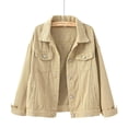 thumbnail image 4 of Pompotops Women Spring And Warm Solid Long Sleeve Denim Jacket Outerwear Clearance, 4 of 5