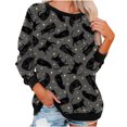 thumbnail image 2 of 2023 Chandail de Mode pour Femmes Rabais de 50 % Liquidation Femmes Décontracté Manches Longues Col Rond Hauts Blouse Ample Chandail à Imprimé d'Halloween Graphique, 2 of 6
