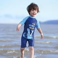 thumbnail image 2 of MIASHUI Boys One Piece Swimsuits Dinosaur Rash Guard Swimwear with Swimming Cap,Blue,4-5 Years, 2 of 5