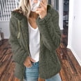 thumbnail image 2 of Womens Fuzzy Fleece Jackets 2023 Clearance Solid Zipper Sharpa Coat Fall Winter Warm Thick Hooded Jacket with Pockets, 2 of 5