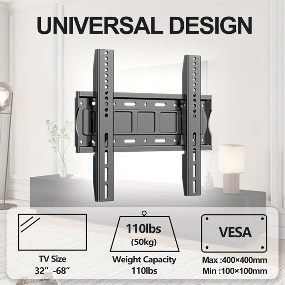 Fixed TV Wall Mount Bracket Ultra Slim Wall Mount TV Bracket For Most 32-68 Inch