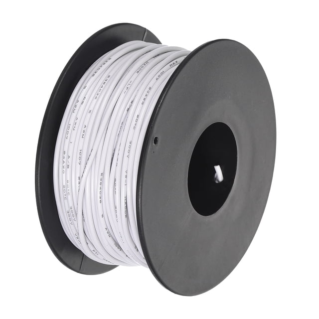 Uxcell 24AWG Stranded Wire Hookup 30M/100ft White, Electrical Wire UL1007 Spool