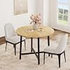 31.5 Inch Small Round Dining Table for 2, One-Piece Industrial Wood Kitchen Table, Space-Saving Farmhouse Table for Apartment and Small Spaces, Table Only,Natural