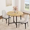 31.5 Inch Small Round Dining Table for 2, One-Piece Industrial Wood Kitchen Table, Space-Saving Farmhouse Table for Apartment and Small Spaces, Table Only,Natural