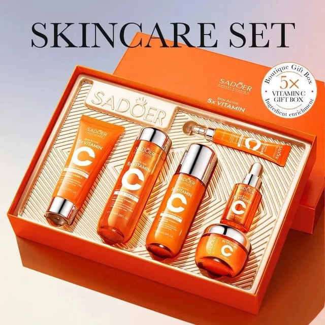 SADOER Vitamin C 7-Piece K-Beauty Skincare Gift Set - Glow-Look Daily Routine, All Skin Types