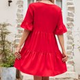 thumbnail image 4 of Jusqu'à 65 % de Rabais! Robes d'Été Mode pour Femmes 2024 Grande Taille Décontractées à Col en V avec Laçage à l'Avant Jupe Taille Haute Robe Ample à Manches Courtes Col en V Robe Longueur Genou, 4 of 4