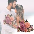 thumbnail image 4 of Artificial Roses Flower Bouquet With Hydrangea Roses Flowers Small Faux Arrangements For Wedding Table Centerpieces Kitchen Home Decorations Photography Props, 4 of 9