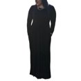 thumbnail image 3 of UKAP Ladies Dress Crew Neck Maxi Dresses Solid Color Swing Party Black M, 3 of 8