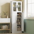 thumbnail image 2 of HOMCOM Tall Bathroom Cabinet with Glass Doors, Freestanding Storage, White, 2 of 10
