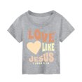 thumbnail image 2 of Chemise à Manches Longues pour Enfants Filles Chemise Ajustée à Manches Longues T-Shirt Imprimé Graphique Col Rond Manches Courtes T-Shirts Été Mignons Tendance Hauts Vêtements, 2 of 3