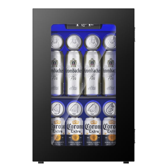 Simzlife Réfrigérateur Mini pour Boissons 6 Bouteilles et 24 Canettes et Refroidisseur de Vin Portable avec Porte en Verre, Mini Frigo à Vin de Comptoir pour Maison/bureau/bar, Noir