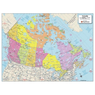 MapSherpa: Carte Murale Politique du Canada - Compacte - Affiche 21 x 16 Pouces - Plastification avant