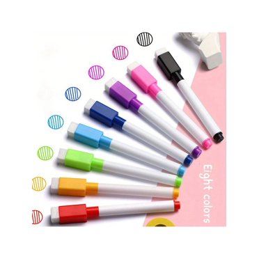 8 Pcs/Ensemble Marqueur de Tableau Blanc à Pointe Bullet avec Effaceur, Marqueurs Effaçables à Sec, Stylo Effaçable Magnétique, pour Tableau Blanc & Calendrier, Réfrigérateur 8 Couleurs *1pcs