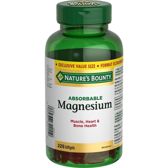 NATURE'S BOUNTY Magnesium, Absorbable, 400 mg, Helps support Muscle, Heart & Bone Health, Value Size
