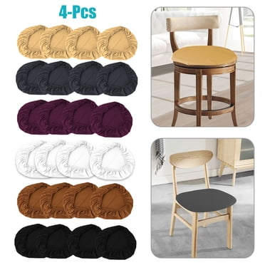 4 Pcs Elastic Spandex Chair Stretch Seat Covers Protector for Dining Room Kitchen Chairs Stretchable, Dinning Chair Furniture Cushion Cover Slipcover Slip Cover for Round & Square Chairs