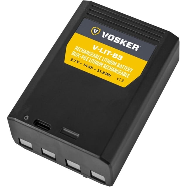 Vosker Extra Rechargeable Lithium Battery Pack for V300 & VKX Mobile Security Cameras, Long Lasting Lithium Battery, Fast Charge 14 000mAh Capacity, Weather Resistant. Spare 14 000mAh li-ion pack for V300/VKX outdoor security cameras, quick on-site swap to avoid downtime, better cold-weather performance; suitable as portable backup power for trail cameras or field routers.