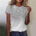 thumbnail image 2 of cfhntfmh Hauts de Sortie pour Femmes Tendance à Paillettes Col Ras du Cou Manches Courtes Tunique Scintillante Hauts Tenues d'Été Mode 2025, 2 of 4