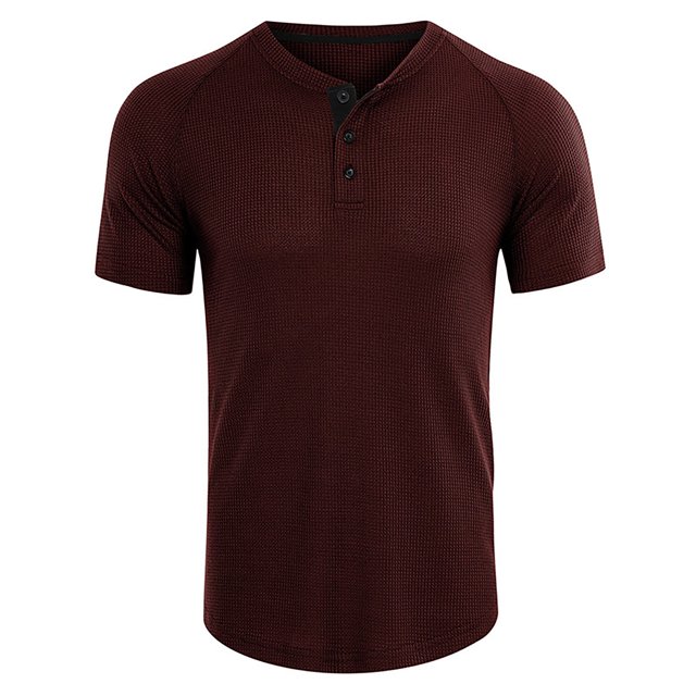EGNMCR Men's Plus Size Shirts Solid Color Short Sleeve T-Shirts Button-Up Shirts