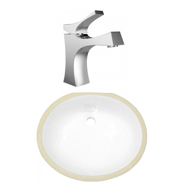 18.25-in. W CSA Oval Bathroom Undermount Sink Set In White - Chrome Hardware AI-23025