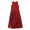 thumbnail image 1 of Ovzne Robes d'Été pour Femmes Robe pour Femme Robe Unie en Coton et Lin Texture Sans Manches Mi-Longue Robe Grande Taille Liquidation, 1 of 5