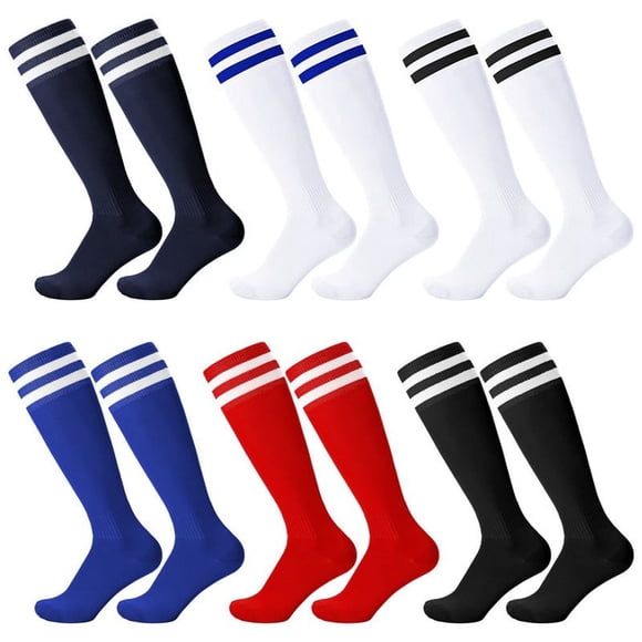 HLONK 6 Pairs Kids Soccer Socks Youth Knee Socks Unisex Anti-slip Breathable Toddler Knee Socks Towel Bottom Football Socks for Children Aged 5-12 to Playing Sports