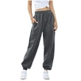 thumbnail image 3 of AherBiu Pantalon de Survêtement en Molleton pour Femmes, Ample, Taille Haute, Décontracté, Athlétique, Joggers avec Poches, Course, Gym, Entraînement, Pantalon, 3 of 6
