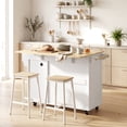 thumbnail image 2 of HOMCOM Kitchen Island w/ Drop Leaf, Rolling Kitchen Cart w/ Storage, White, 2 of 10