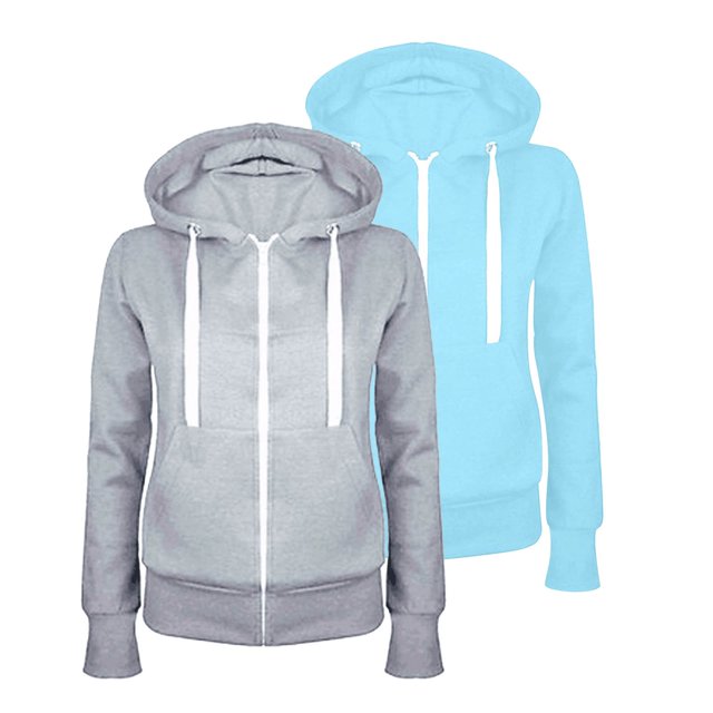 LMKIHUSA Womens Oversized Fleece Two Pack Jacket Long Sleeve Solid Color Coats Full Zip Hoodies Fall Sweatshirts Open Front Drawstring Jackets with Pockets 2025 Sky Blue,S