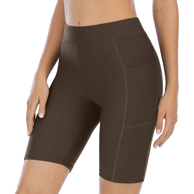 BeautyIn Shorts de Bain pour Femmes avec Poches Taille Haute Longs Board Shorts