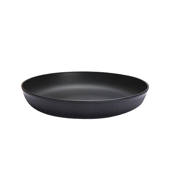 Plateau de Service Rond en Paille et Plastique pour Spaghetti, Fruits, Collation, Dessert, Souper 9.65 Po x 9.65 Po x 1.57 Po Blanc Beige Gris