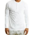 thumbnail image 1 of SLM Mens Cotton Thermal Tops Waffle Knit or Plain Henley Shirts -XL-Basic White, 1 of 2