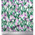 thumbnail image 1 of Soimoi Poly Georgette Fabric Leaves & Tulip Floral Print Sewing Fabric Yard 42 Inch Wide, 1 of 3