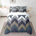 thumbnail image 2 of Erosebridal Blue Geometric Bedding Sets King Size, Chic Minimalst Comforter Sets with Sheets, Abstract Decor, Reversible 7-Piece, 2 of 5