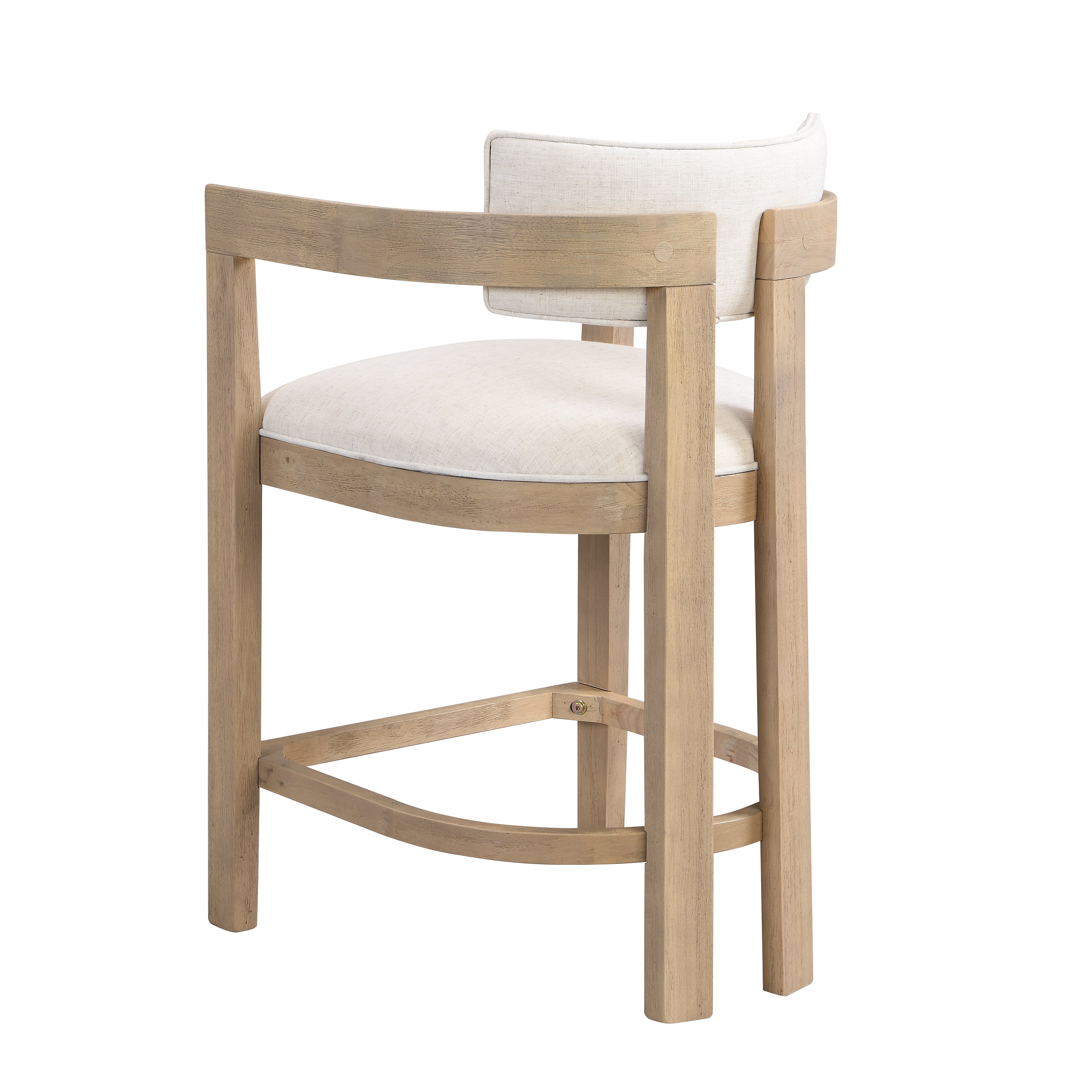 Tabourets de bar Noble House, hauteur de comptoir 66 cm, ensemble de 2, rembourrés avec dossier incurvé en bois massif, beige et frêne naturel
