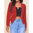 thumbnail image 4 of Women'S Short Blazer, Work/Casual Long Sleeve Front Opening Jacket with Pockets Red M, 4 of 8