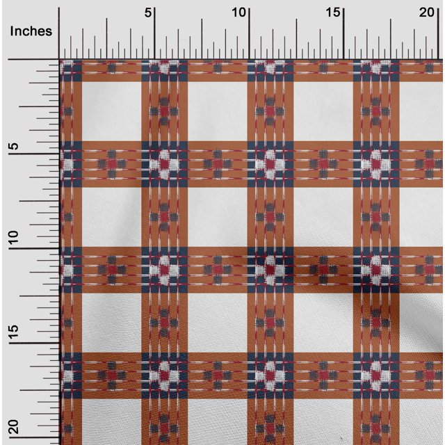 oneOone Cotton Poplin Fabric Check Ikat Print Sewing Fabric BTY 56 Inch Wide