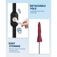 thumbnail image 4 of Patio Umbrella Market Umbrella 9ft Deep Red - 8-Rib Waterproof & UV Protection, Tilt & Crank Lift for Outdoor Table, Garden, Deck, Poolside (1-Pack), 4 of 7